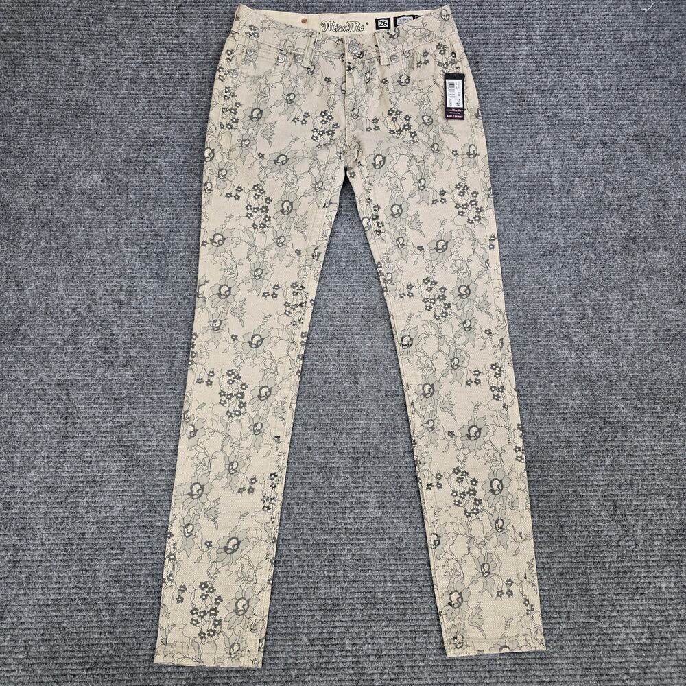 Miss Me Jeans Womens 26 Beige Black Lace Floral Ankle Skinny NWT